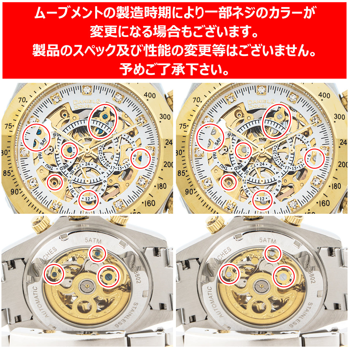 DANIEL & DOUGLAS Daniel and Douglas watch mechanical dd8802-gpwh4