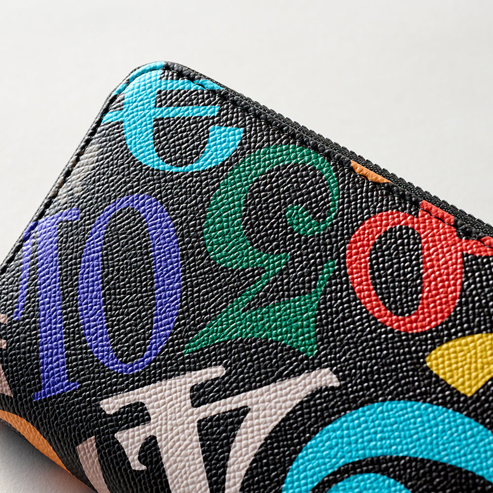 Frank Miura Miracle Wallet, Round Zipper Long Wallet, Men's and Women's, Rainbow Black, FMS21-CRBK