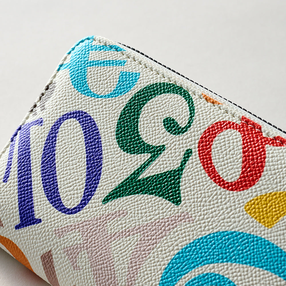 Frank Miura Miracle Wallet, Round Zipper Long Wallet, Men's and Women's, Rainbow White, FMS21-CRWH