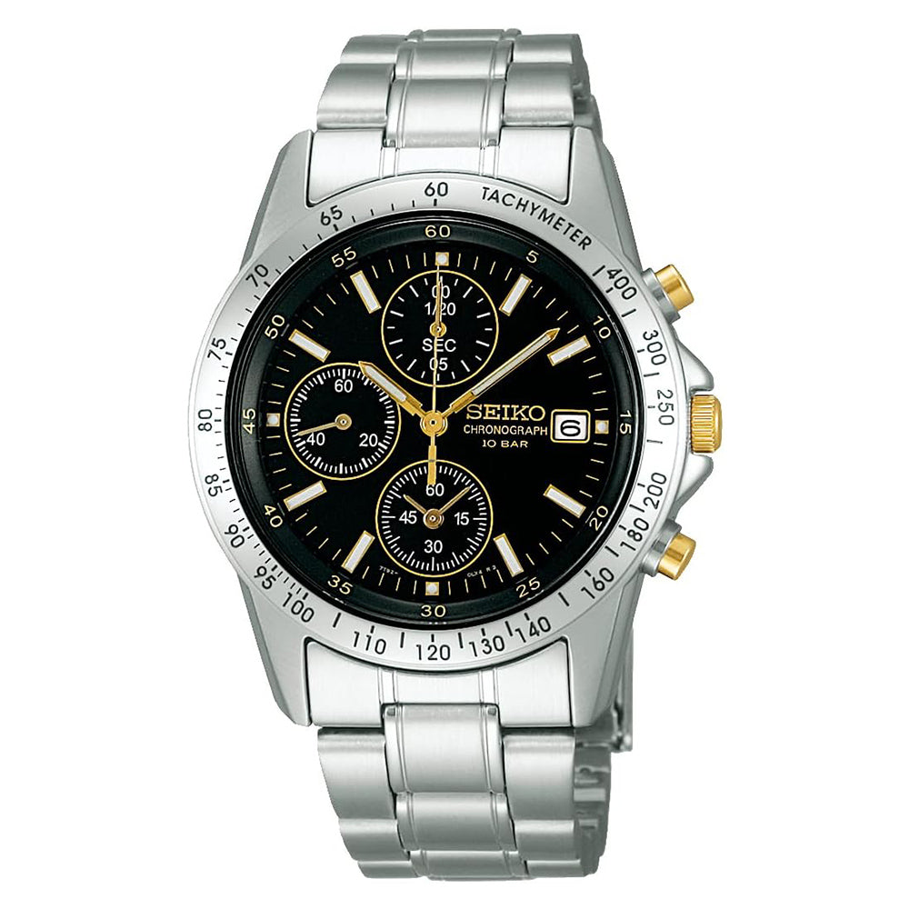 【国内正規品】 SEIKO セイコー セレクション スピリット 腕時計 SBTQ043 メンズ クオーツ アナログ クロノグラフ ステンレス ブラック ゴールド シルバー