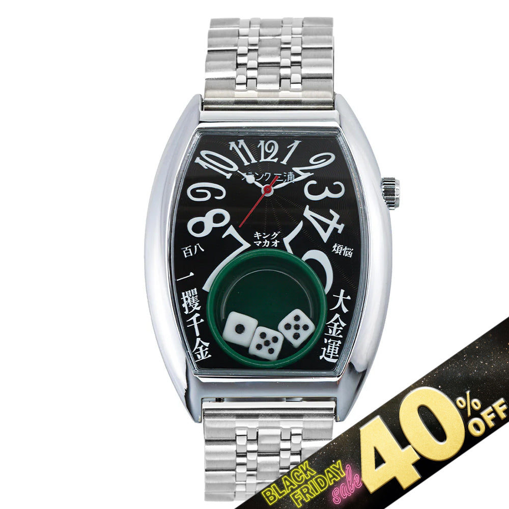 『40%OFF BLACK FRIDAY SALE』 [フランク三浦] 腕時計 キングマカオ Gamble Watch メタルバンド ブラック FM12-SVBKMB