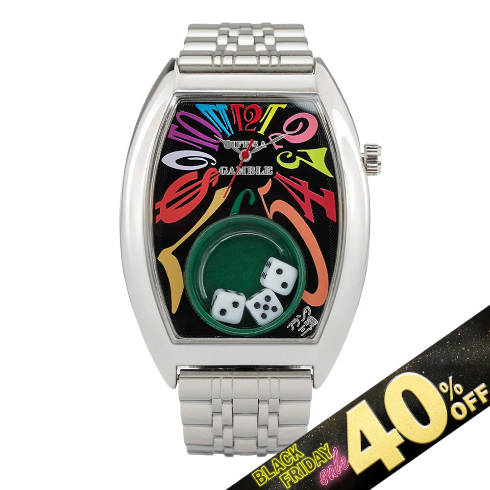 『40%OFF BLACK FRIDAY SALE』 [フランク三浦] 腕時計 キングマカオ Gamble Watch メタルバンド レインボーブラック FM14-SVSVCRB