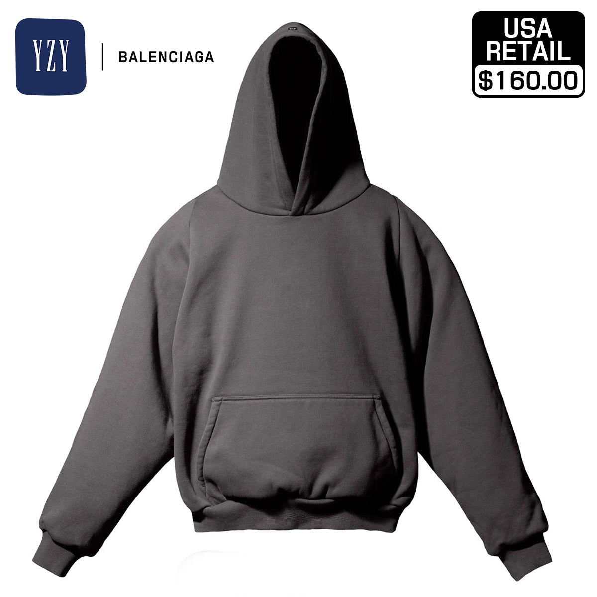 YEEZY × GAP ENGINEERED BY BALENCIAGA 55 SHRUNKEN HOODIE 470824-00-2 DARK GREY 1