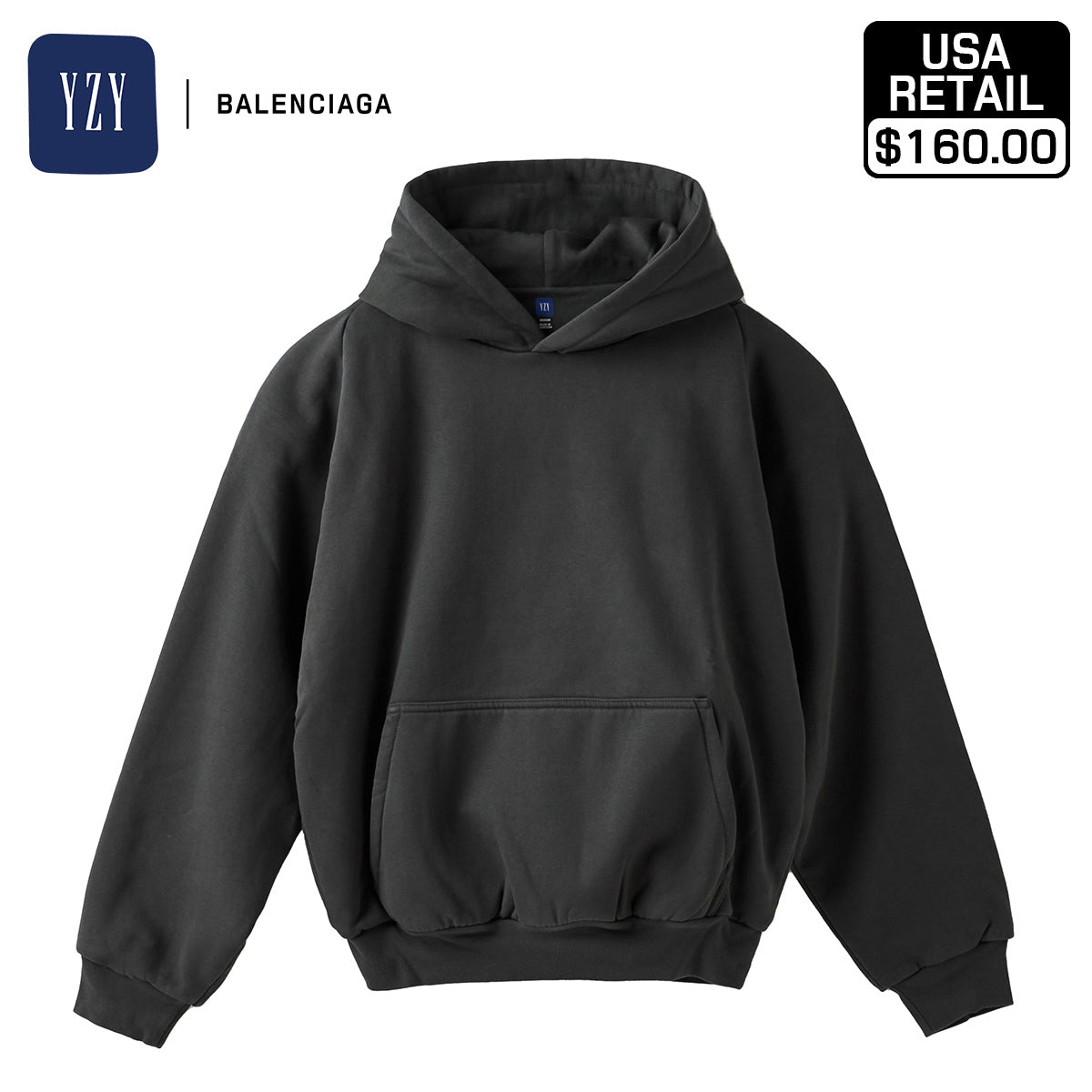 YEEZY × GAP ENGINEERED BY BALENCIAGA 55 SHRUNKEN HOODIE 470824-06-2 BLACK12