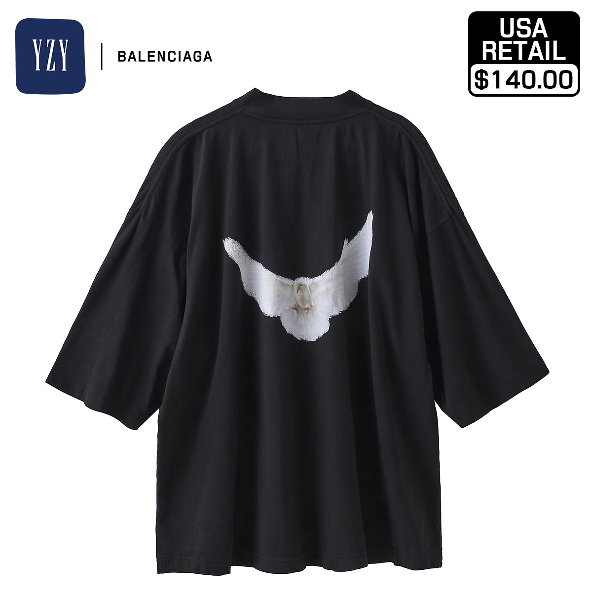 YEEZY × GAP ENGINEERED BY BALENCIAGA 53 DOVE 3/4 SLEEVE TEE 471286-02-2 BLACK4