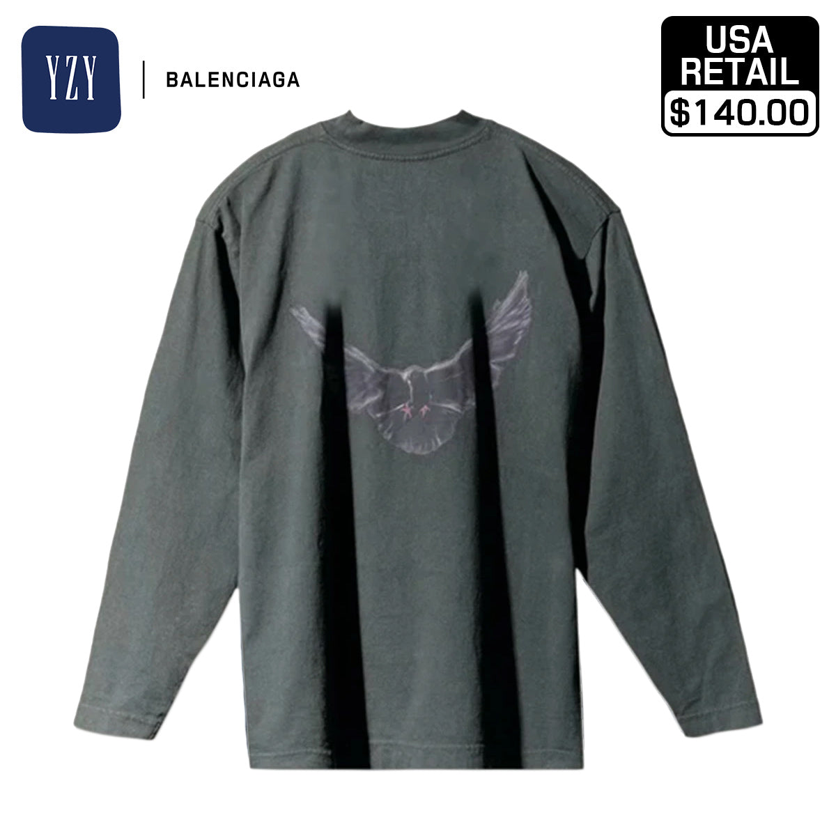 YEEZY × GAP ENGINEERED BY BALENCIAGA 10A DOVE LS TEE 471305-03-2 DARK GREEN 1