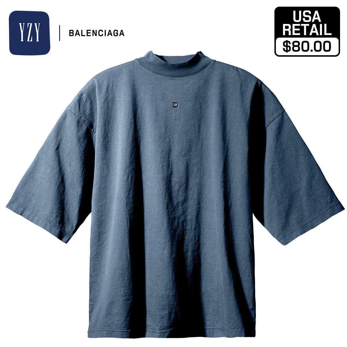 YEEZY × GAP ENGINEERED BY BALENCIAGA 52 LOGO 3/4 SLEEVE TEE 471310-03-2 DARKBLUE1