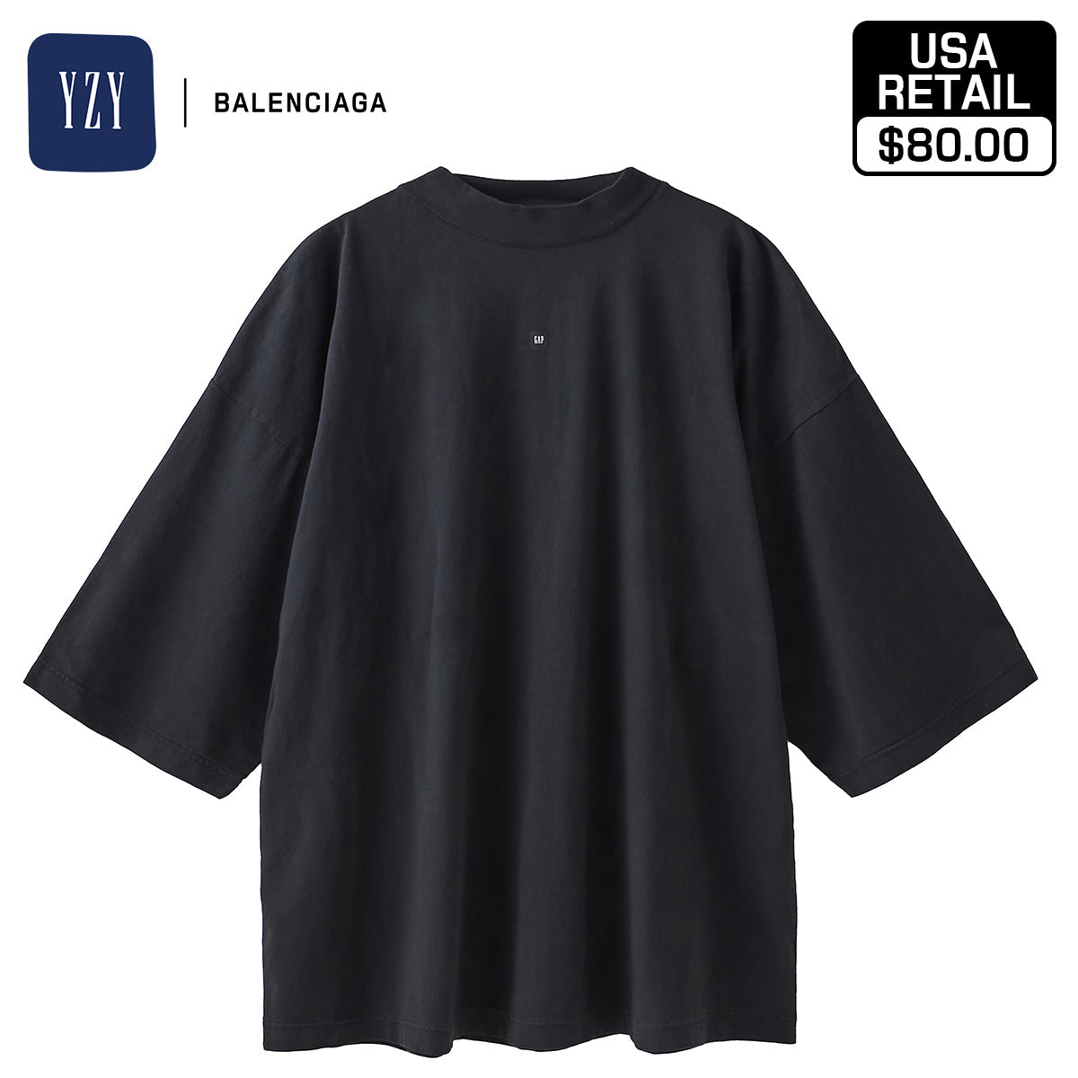 YEEZY × GAP ENGINEERED BY BALENCIAGA 52 LOGO 3/4 SLEEVE TEE 471310-04-2 BLACK25