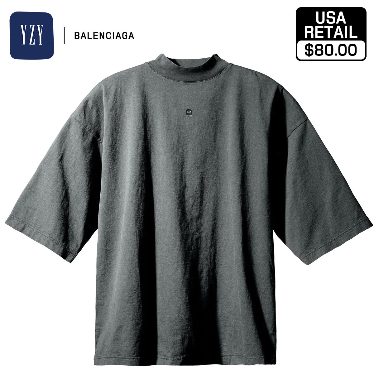 YEEZY × GAP ENGINEERED BY BALENCIAGA 52 LOGO 3/4 SLEEVE TEE 471310-09-2 DARKGREEN1