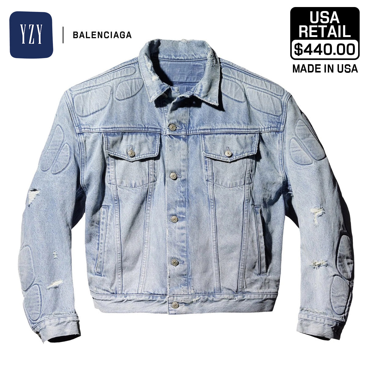 YEEZY × GAP ENGINEERED BY BALENCIAGA 83A PADDED DENIM JACKET BLUE WASH 472901-00-2 LIGHT WASH INDIGO 118