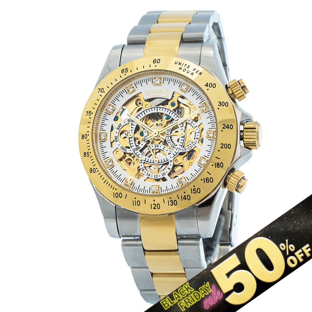 『50%OFF BLACK FRIDAY SALE』 [DANIEL & DOUGLAS] ダニエルアンドダグラス 腕時計 自動巻き DD8802-GPWH3