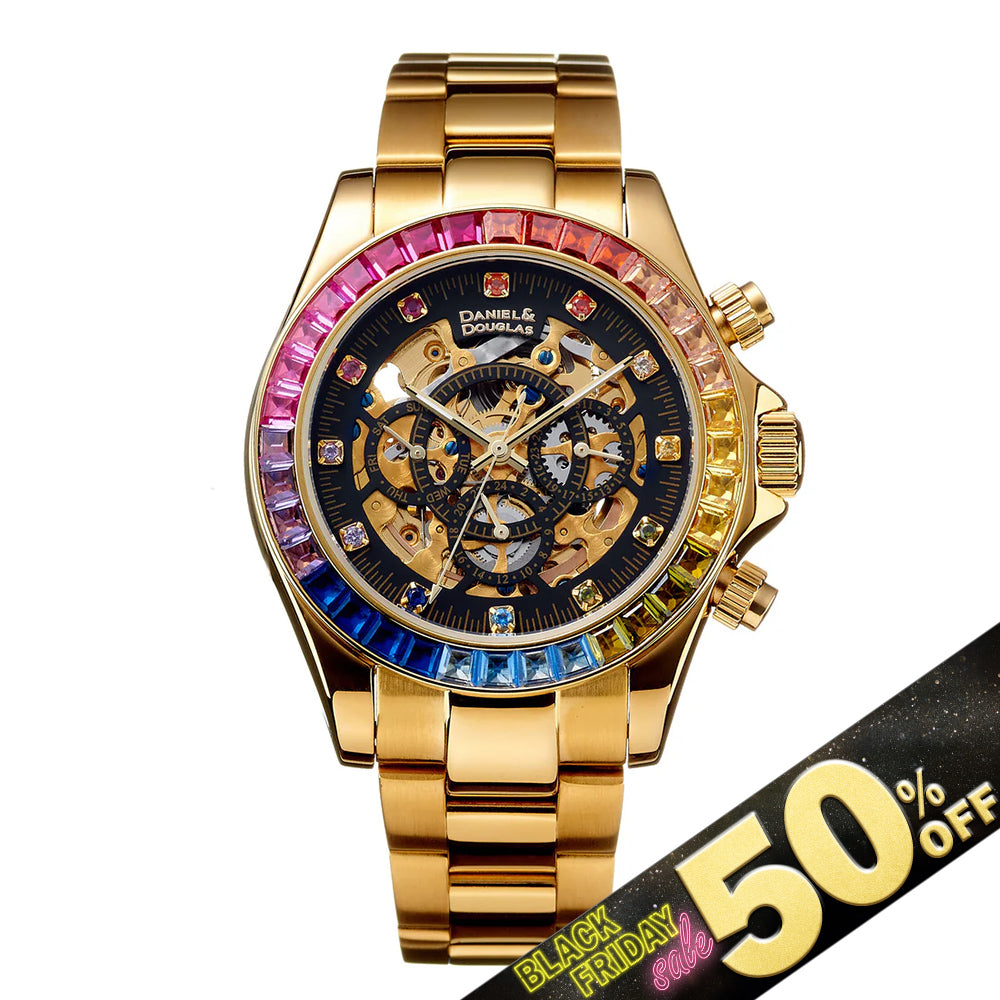 『50%OFF BLACK FRIDAY SALE』 [DANIEL & DOUGLAS] ダニエルアンドダグラス 腕時計 自動巻き DD8802DG-RBBK3