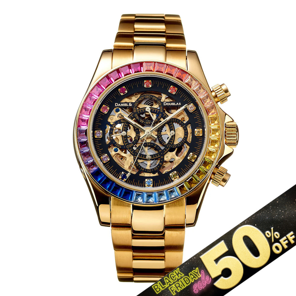 『50%OFF BLACK FRIDAY SALE』 [DANIEL & DOUGLAS] ダニエルアンドダグラス 腕時計 自動巻き DD8802DG-RBBK4