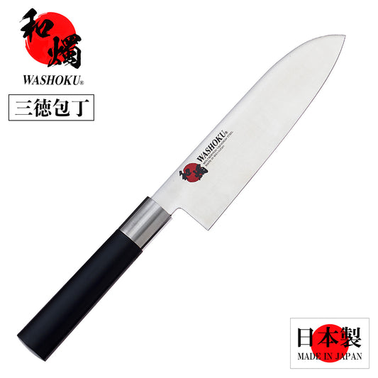 Japanese knife Japanese candle Santoku knife black plastic handle stainless steel base 51552