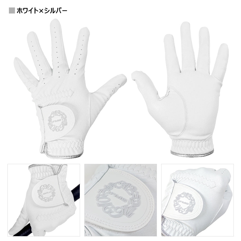 [フランク三浦] ゴルフ 全天候対応 ゴルフグローブ 左手用 ホワイト ブラック シルバー グリーン