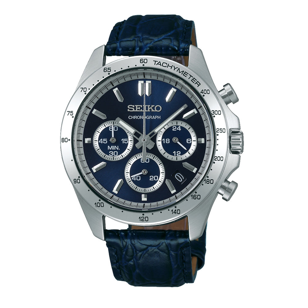 【国内正規品】 SEIKO セイコー セレクション スピリット 腕時計 8Tクロノ SBTR019 メンズ クオーツ アナログ クロノグラフ レザーベルト ブルー シルバー