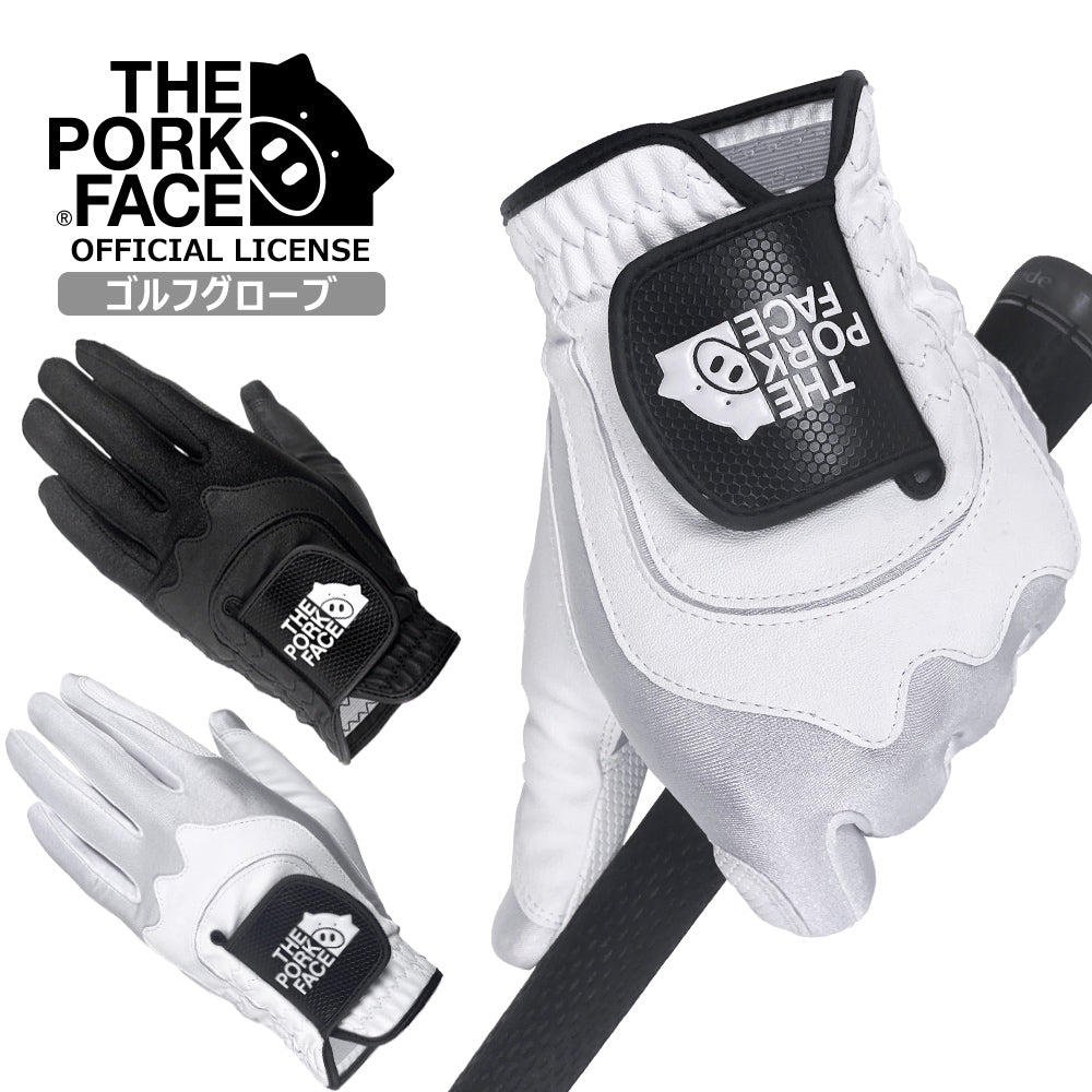 THE PORK FACE Golf Glove, Left Hand, Black/White, TPF-GLOVE01 