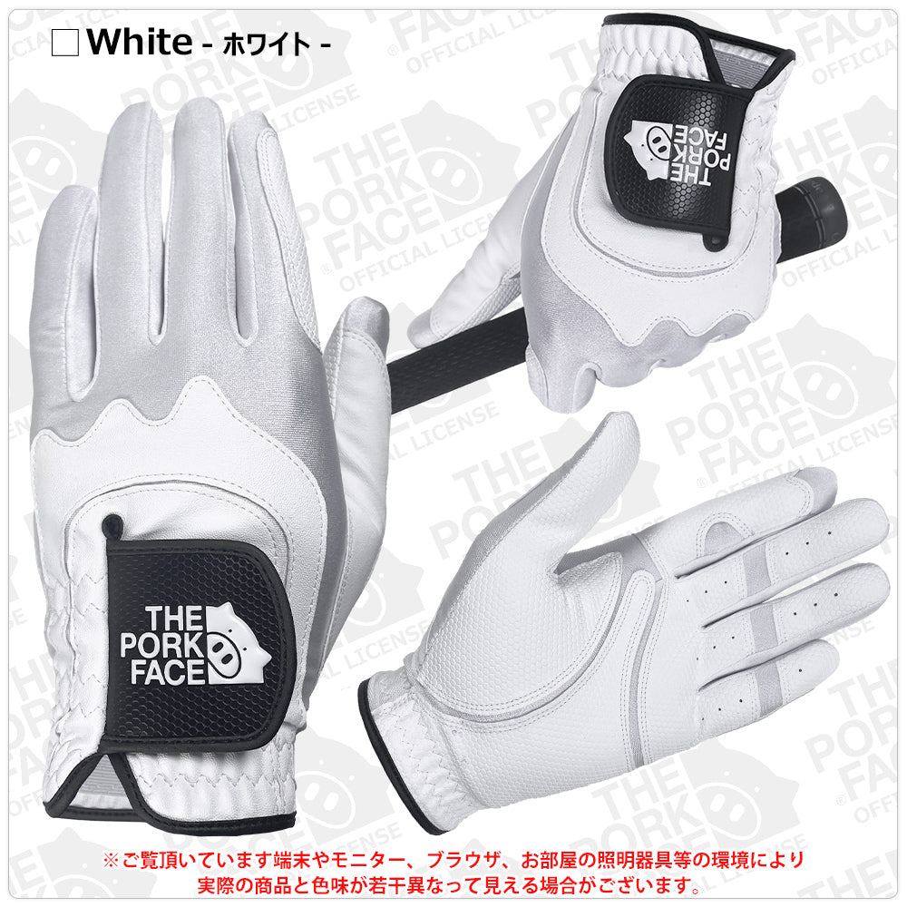 THE PORK FACE Golf Glove, Left Hand, Black/White, TPF-GLOVE01 