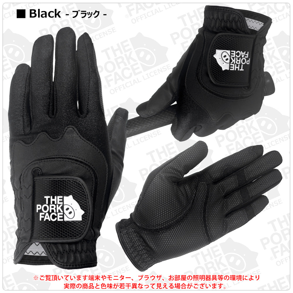 THE PORK FACE Golf Glove, Left Hand, Black/White, TPF-GLOVE01 