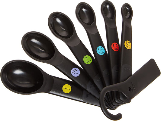 OXO GoodGrips 7-Piece Plastic Measuring Spoon Black Black 11121901 Christmas Gift Valentine's Favorite 